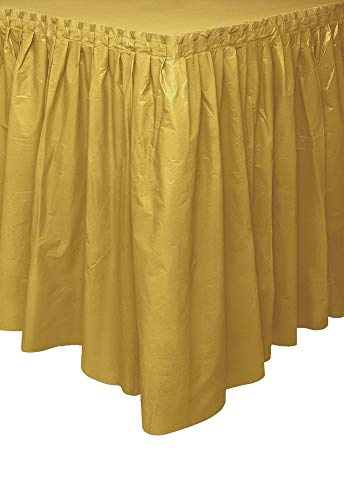 Unique Industries, Plastic Table Skirt, Party Supplies - Gold, 29 Inches x 14 Feet