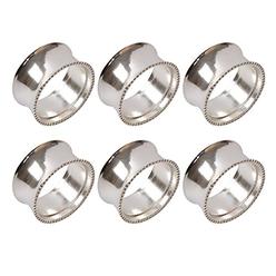 Frjjthchy 6 Pcs Stainless Steel Bead Side Napkin Rings Delicate Serviette Buckles (Silver)