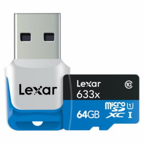 Lexar Micron Technology 64GB High-Performance microSDXC 633x Class 10 UHS-I Memory Card with USB 3.0 Reader LSDMI64GBSBNA633R