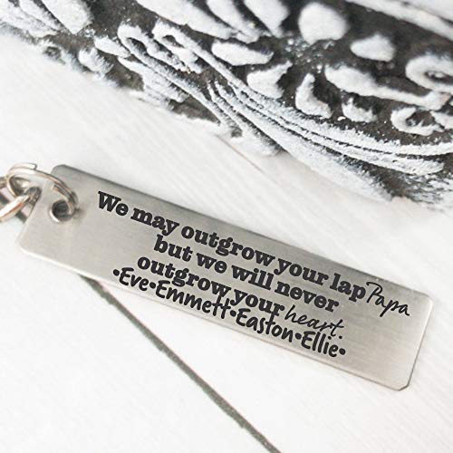 Sierra Metal Design Gift for Grandpa from Kids Papa Keychain Papaw Father's Day Gift for Opa Gramps Gift Idea Personalized Name We may outgrow