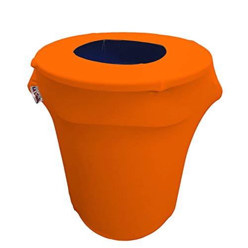 LA Linen Stretch Spandex Trash Can Cover 32-Gallon Round, Orange