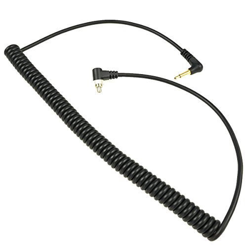 Foto&Tech 90in(2.3M) Stretch/23in Coiled HEAVY WEIGHT LOCKING 3.5mm to Male Flash PC Sync Cable with Screw Lock Compatible