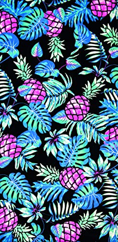 Bahia Collection by Dohler Pineapples and Leaves Brazilian Velour Beach Towel 30x60 Inches