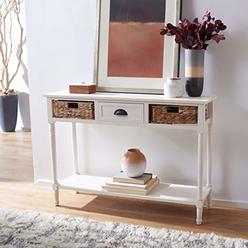Safavieh AMH5737B 31.5 x 44.5 x 13.4 in. Christa Console Table with Storage&#44; Distressed & White