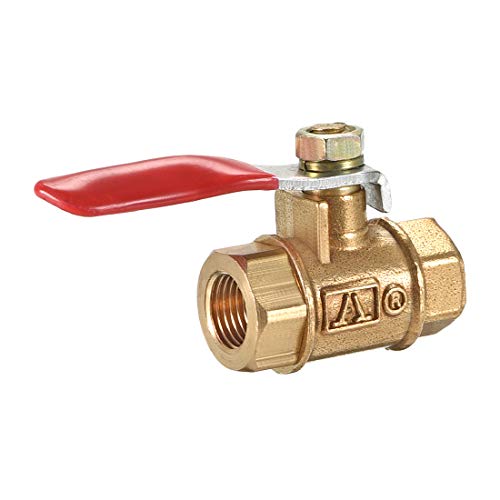 uxcell Brass Air Ball Valve Shut-Off Switch G1/8 Female to Female Pipe Tubing Fitting Coupler 180 Degree Operation Handle
