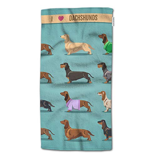 HGOD DESIGNS Hand Towel Dog,Cute Dachshund Dog Pattern Hand Towel Best for Bathroom Kitchen Bath and Hand Towels 30" Lx15 W