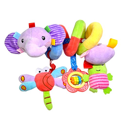TOYMYTOY Baby Infant Crib Toy Spiral Activity Bed Stroller Plush Animal Wrap Around Hanging Toy (Elephant)