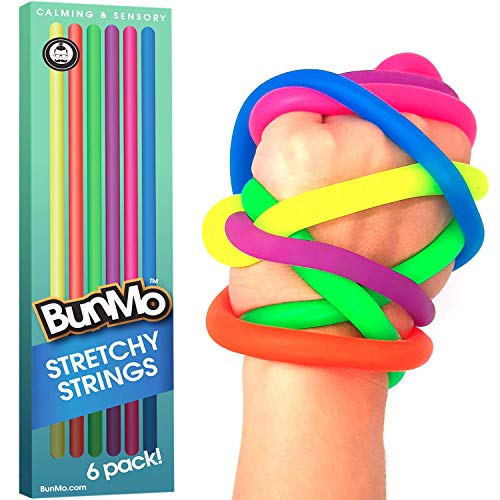 BunMo Fidget Toys for Adults - Stretchy String Sensory Play Toys - 6 Pack