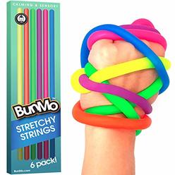 BUNMO Super Sensory Stretchy Strings 6pk | Calming & Textured Monkey Stretch Noodles | Sensory Toys for Autistic Children | Stre