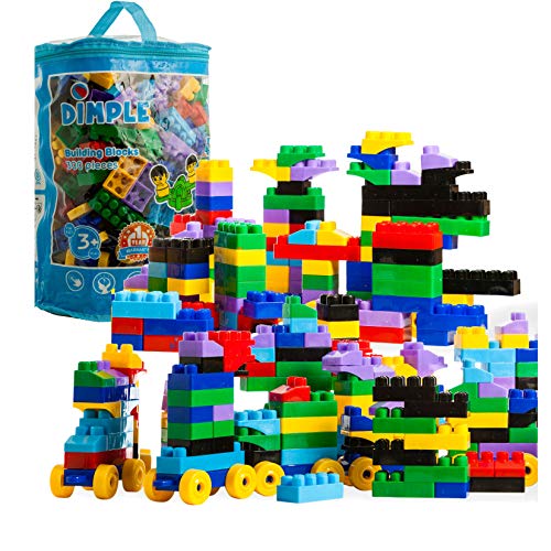Dimple Large Blocks for Toddlers/Kids (300-Piece Set) Stackable, Multi-Colored, Interlocking Toys Safe, Non-Toxic Plastic