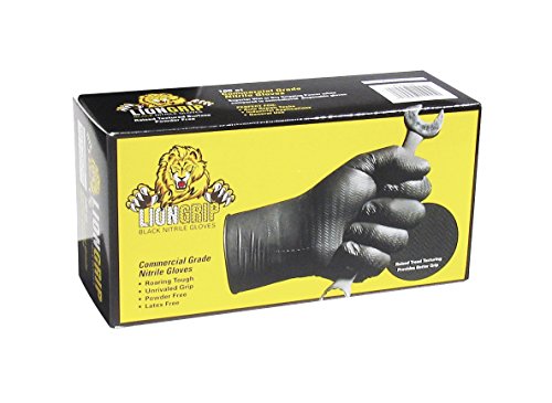 Eppco Lion Grip 8 mil Black Disposable Nitrile Gloves, X-Large, Box of 100 - Superior Grip for Mechanics, Auto Hobbyists,