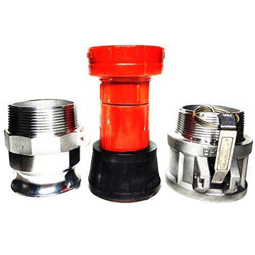 SAFBY Fire Hose Nozzle 2 Inch NPSH/NPT Thermoplastic Fire Equipment Spray Jet Fog with 2 Inch Aluminum Female and Male Fitting