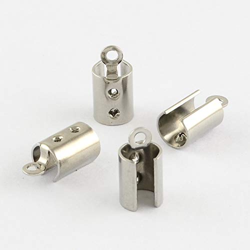 DanLingJewelry 200Pcs 304 Stainless Steel Fold Over Crimp Cord Ends Leather Ribbon Ending Clasp Tips End Clamp Jewelry