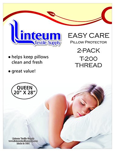 Linteum Textile Supply Linteum Textile (2-Pack, 20x28 in) Queen Zippered Pillow Protector, 100% Cotton, 200 Thread Count