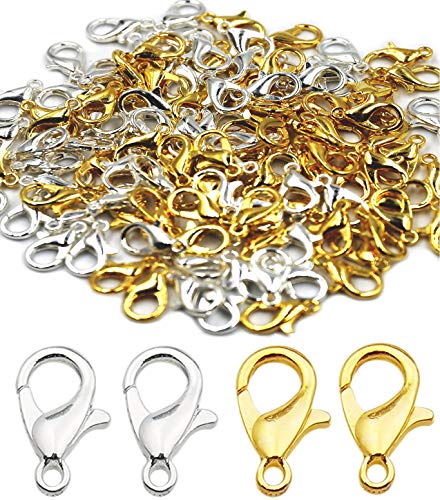 PinCute 120 Pieces Stainless Steel Lobster Claw Clasps, Silver & Gold  Bracelet Necklace Clasps Findings for DIY Jewelry Making(12x7mm)