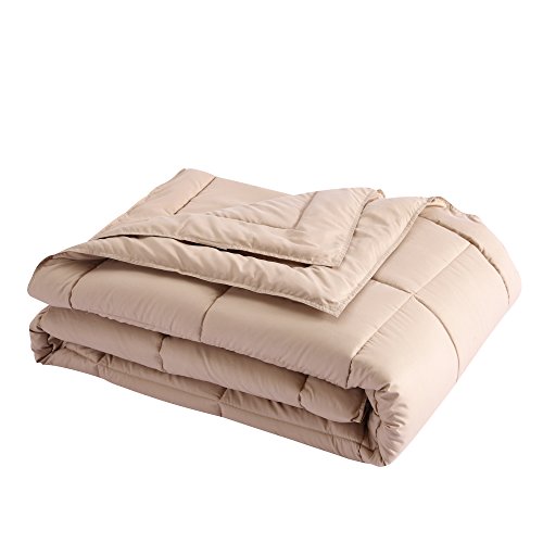 Permafresh Lotus Home Down Alternative Blanket With Microfiber Cover and Water and Stain Resistance, Full/Queen, Taupe