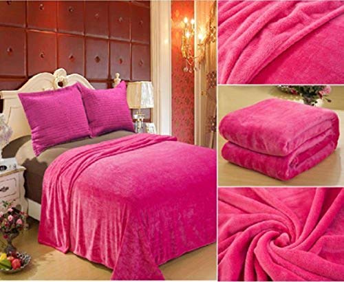 Home Must Haves Solid Hot Pink Blanket Bedding Throw Fleece Super Soft Warm, Full