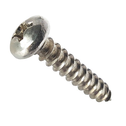 Fastenere #6 x 1/2" Pan Head Sheet Metal Screws, Full Thread, Phillips Drive, Stainless Steel 18-8, Bright Finish, Self-Tapping,