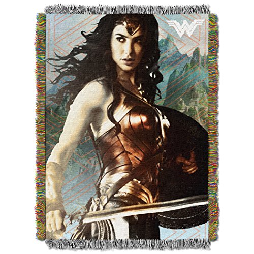 DC Comics Wonder Woman, "We War" Woven Tapestry Throw Blanket, 48" x 60", Multi Color, 1 Count
