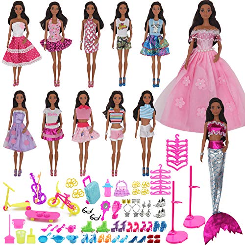 ZTWEDEN 90Pcs Doll Clothes and Accessories for 11.5 Inch Girl Dolls Set Contain 10 Different Handmade Party Doll Grown