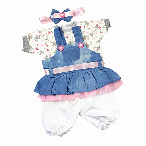 NPKPINK Reborn Baby Dolls Girl Clothes Fashion Denim Dress Outfits 4 Piece Set for 22"- 23" Reborn Dolls Newborn Matching