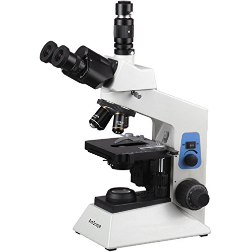 AmScope T580B Professional Compound Trinocular Microscope, WF10x and WF20x High-Point Plan Eyepieces, 40X-2000X