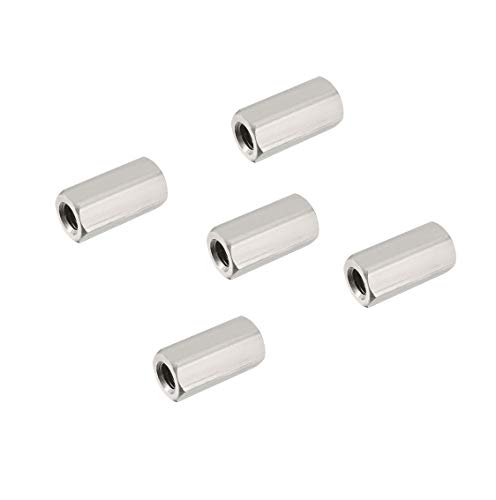 Smartsails 5PCS M8 X 1.25-Pitch 25mm Length 304 Stainless Steel Metric Hex Coupling Nut