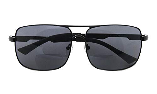 BFOCO UV400 Protection Bifocal Sunglasses for Readers Reading Sunglasses Outdoor(Black,+1.00)