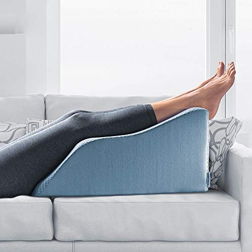 The Lounge Dr. Lounge Doctor Elevating Leg Rest Pillow Wedge w Cooling Gel  Memory Foam Light Blue Cover Small 24 Foot Pillow Leg Support
