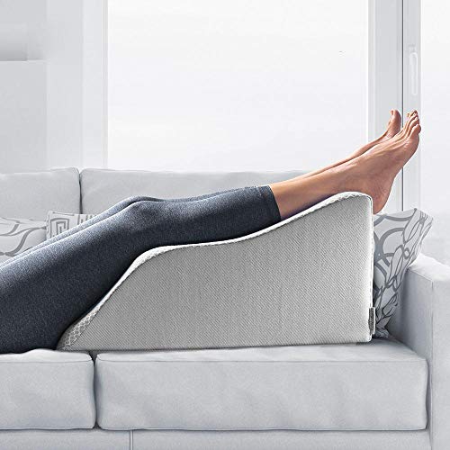 The Lounge Dr. Lounge Doctor Elevating Leg Rest Pillow Wedge w Cooling Gel  Memory Foam Heather Grey Cover Small 24 Foot Pillow Leg Support