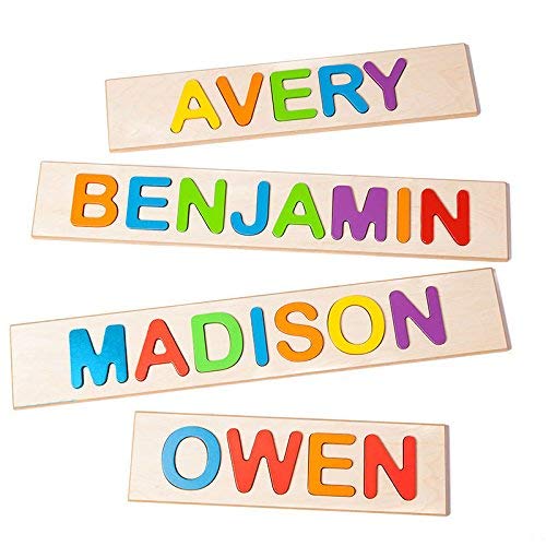 Fat Brain Toy Co Fat Brain Toys Wooden Personalized Name Puzzle - Flat Rate up to 9 Letters Early Learning Toys for Babies
