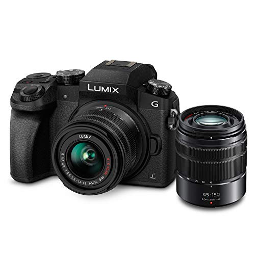 PANASONIC Lumix G7 4K Digital Mirrorless Camera Bundle with Lumix G Vario 14-42mm and 45-150mm Lenses, 16MP, 3-Inch Touch