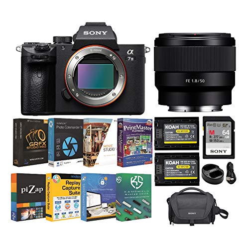 Sony Alpha a7 III Mirrorless Digital Camera with FE 50mm f/1.8 Lens and Accessory Bundle (6 Items)