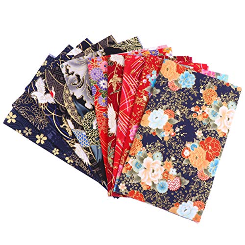 PRETYZOOM 10pcs Cotton Fabric Sheets Quilting Sewing Fabrics Japanese Style Flower Printed Fabric Patchwork for DIY Craft