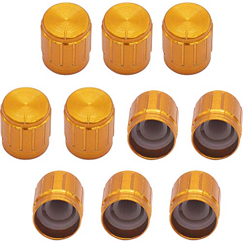 Taiss 10pcs Golden Color Metal 6 mm Knurled Shaft Insert Dia. Potentiometer Control Knobs Switch knob 15mm Dia. x 16mm Height