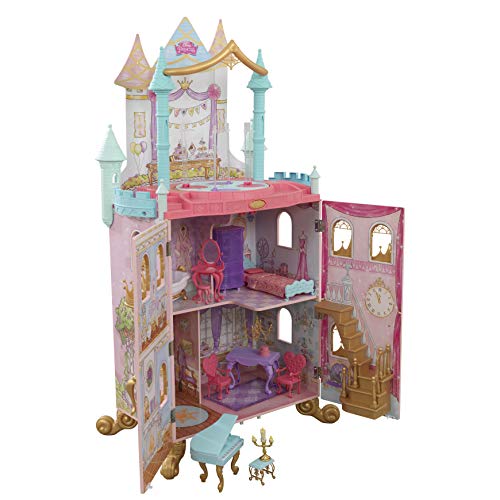 KidKraft Disney Princess Dance & Dream Wooden Dollhouse, Over 4-Feet Tall, Includes Sounds, Spinning Dance Floor and 20 Play Pie