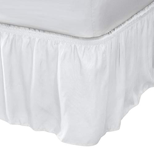 Hdetails Dust Ruffle Bed Skirt, Twin/Full, White