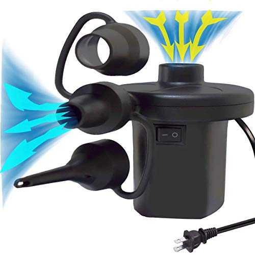 BIBIELF Electric Air Pump for Inflatables with 3 Nozzles, Portable Inflator/Deflator Pumps for Air Mattress, Airbeds,