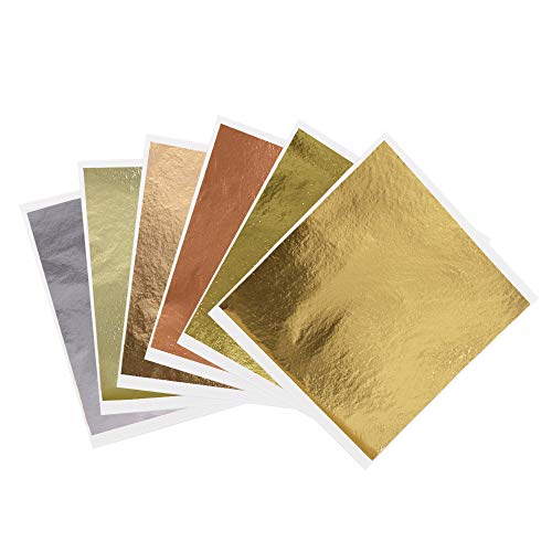 KINNO Imitation Gold Leaf Sheets Multipurpose 6 Colors - Gilding Paper Leaf  for Home, Wall, Frame, Ceiling