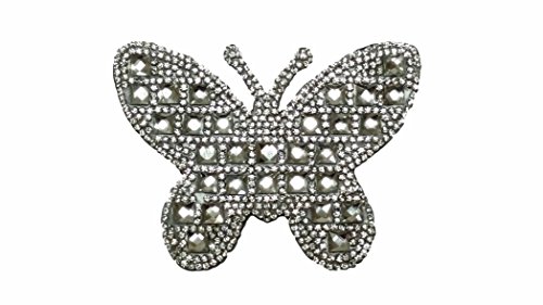 DecoPro Gorgeous Butterfly Rhinestone crystal Iron on Applique, 2.5 inch x 3.25 inches - Iron on or Sew on