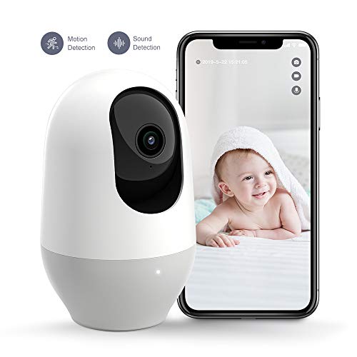 Nooie Baby Monitor, WiFi Pet Camera Indoor, 360-degree Wireless IP Nanny Camera, 1080P Home Security Camera, Motion Tracking,