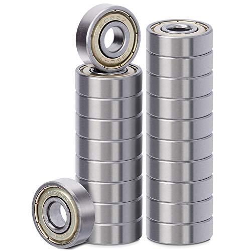 ANCIRS 20 Pack 608ZZ Ball Bearing, Bearing Steel & Double Iron Sealed Miniature Deep Groove 608zz Bearings for Skateboards, Inline