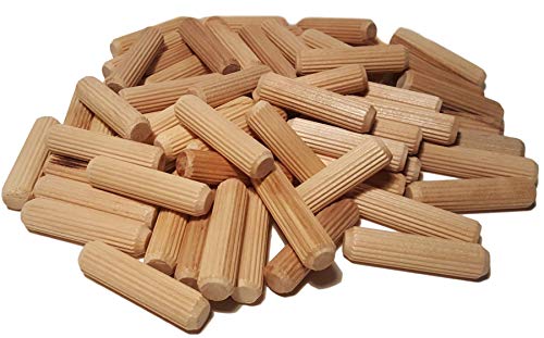 Rhino Wood Industries 100 Pack 1/2" x 2" Wooden Dowel Pins Wood Kiln Dried Fluted and Beveled, Made of Hardwood in U.S.A.