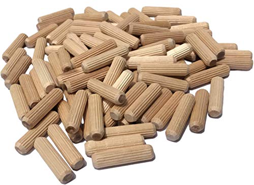 Rhino Wood Industries 200 Pack 3/8" x 1 1/2" Wooden Dowel Pins Wood Kiln Dried Fluted and Beveled, Made of Hardwood in U.S.A.