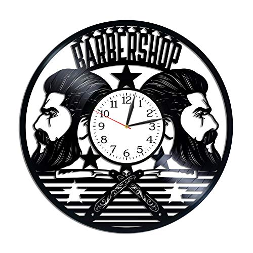 Kovides Barbershop Wall Art Birthday Gift for Man Lp Vinyl Retro Record Wall Clock Exclusive Barbershop Gift Xmas Gift Idea