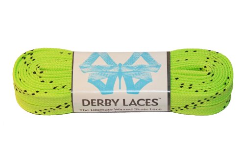 Derby Laces Lime Green 96 Inch Waxed Skate Lace for Roller Derby, Hockey and Ice Skates, and Boots