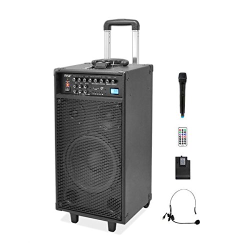 Pyle 800 Watt Outdoor Portable Wireless PA Loud speaker - 10'' Subwoofer Sound System with Charge Dock, Rechargeable Battery,