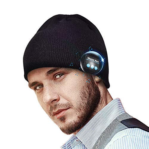 Bulypazy Bluetooth Beanie Hat Men Women Gifts, Bluetooth 5.0 Wireless Music Beanie with Detachable Built-in Mic, Idea Gifts for