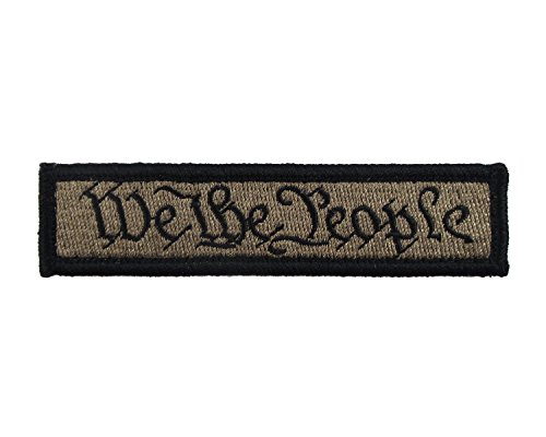 Morale Tags We The People Tactical Hook and Loop Fully Embroidered Morale Tags Patch 1x4 (Coyote and Black)