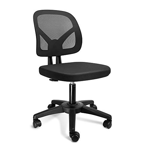 KOLLIEE Armless Mesh Office Chair Ergonomic Comfortable Armless Desk Chair Small Black Adjustable Computer Chair No Armrest